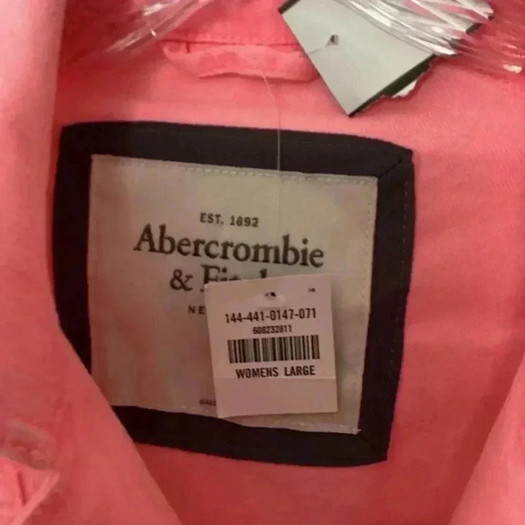 NWT Abercrombie & fitch Washed salmon 🍣 pink Womens Size Large Cropped Jacket - Picture 3 of 7